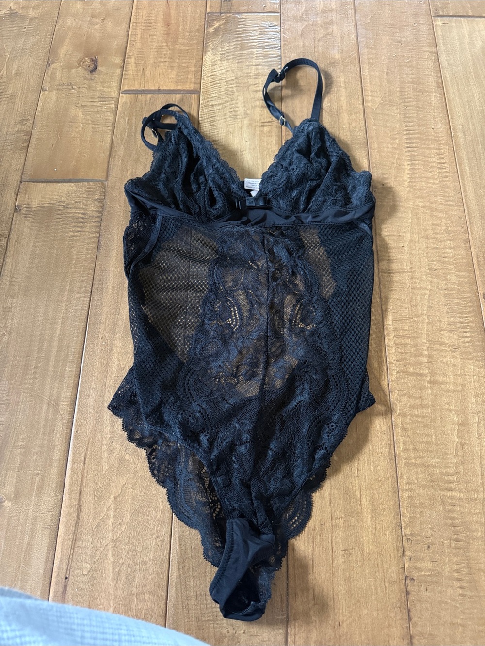 La Vie En Rose Black Lace Sheer Bodysuit Chemise